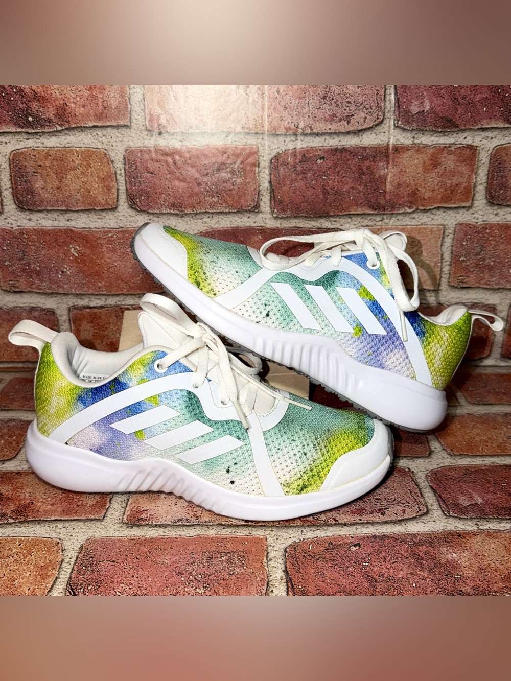 New Adidas FortaRun X Kids Running White Colorful Shoes Sneakers Size 4.5 FW3097
